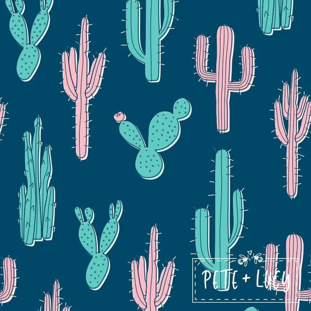 PETE + LUCY Blue Boho Cactus 2 Piece Set Pants Babydoll Top 2T NEW